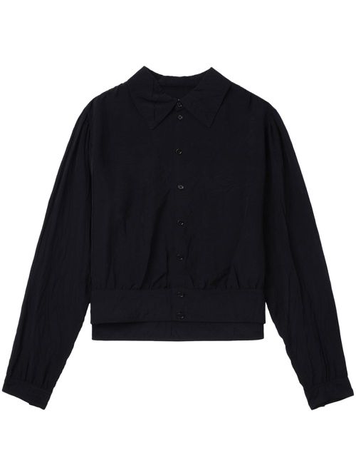 Crease-effect button-up blouse - Blue