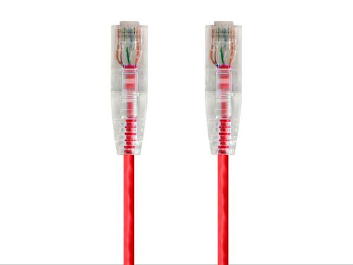 Cat6 1ft Red Component Level Patch Cable, UTP, 28AWG, 550MHz, Pure Bare Copper, Snagless RJ45, SlimRun Series Ethernet Cable