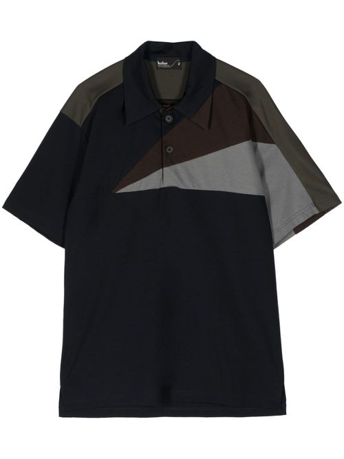 Panelled colour-block polo shirt - NAVY