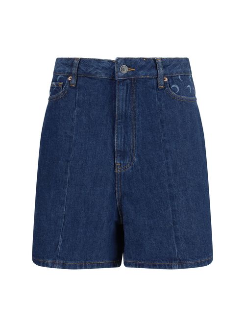 High-Waisted Denim Bermuda Shorts — Navy