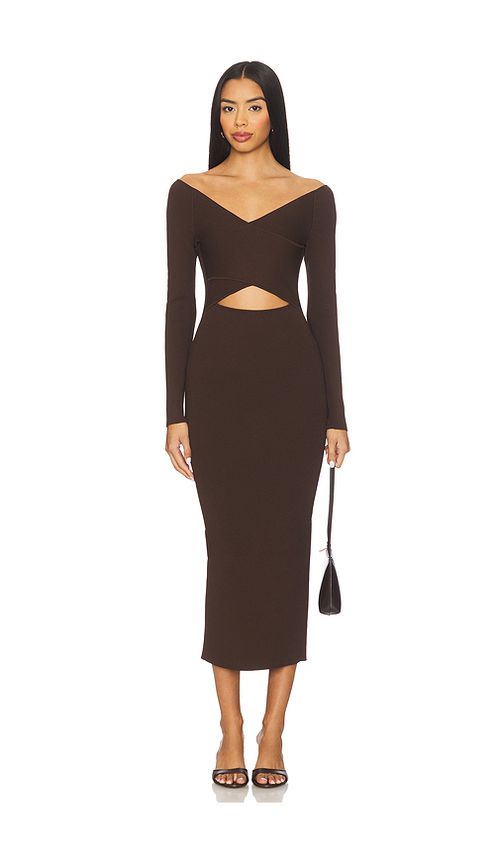Lapointe Matte Viscose Cross Front Dress in Brown. XS. Also in