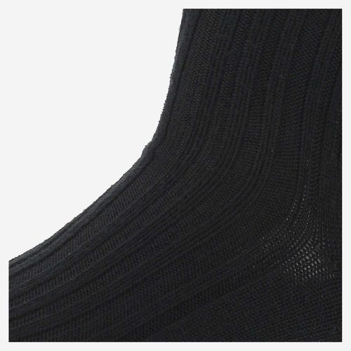 Ribbed Wool-Blend Socks — Black