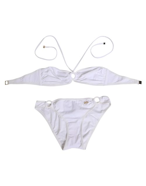 Logo Two-Piece Bandeau Swimsuit — White