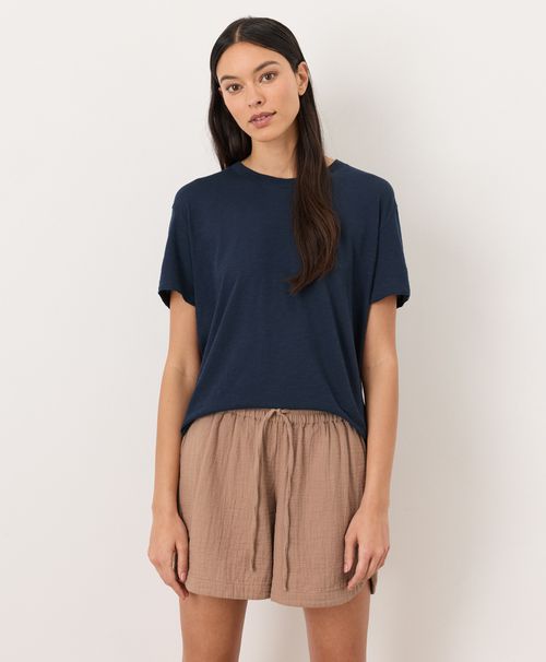 Women's Navy Featherweight Slub Relaxed Crewneck Tee