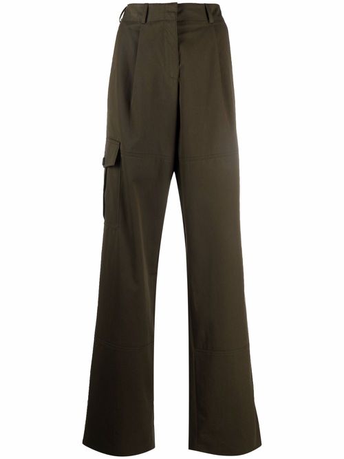 Wide-leg cargo trousers - Green