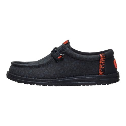 HEYDUDE Men's Wally Onyx Skulls Slip On Loafer, Black/Black