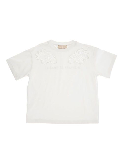 Floral-embroidered T-shirt - White