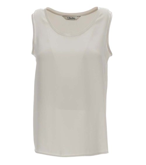 White Solid Scoop Neck Top