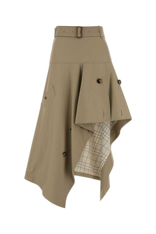 Gabardine Asymmetric Skirt — Beige