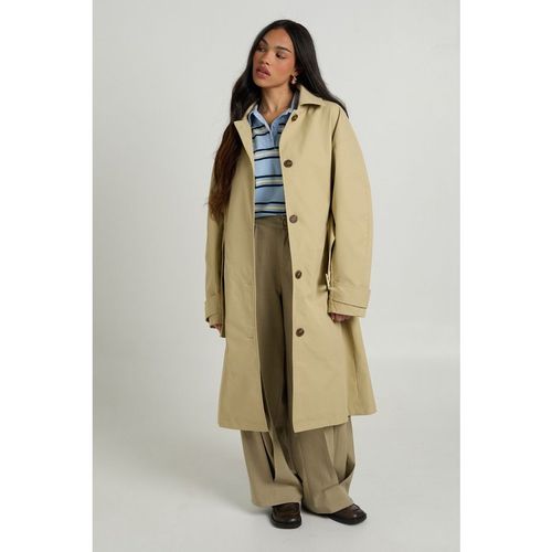 Boohoo Womens Belted Button up Long Trench Jacket - Khaki