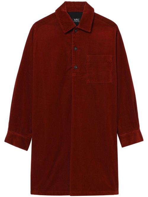 Ilona corduroy shirt minidress - Red