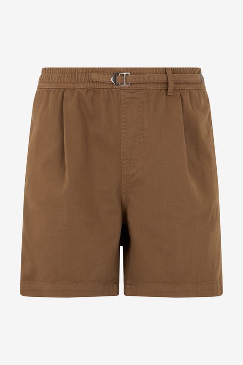 Brown Belted Cotton Shorts