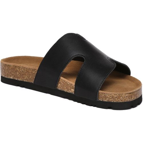 EverAU Australia Womens EVER AU Heidy Slides with Sole - Black Leather