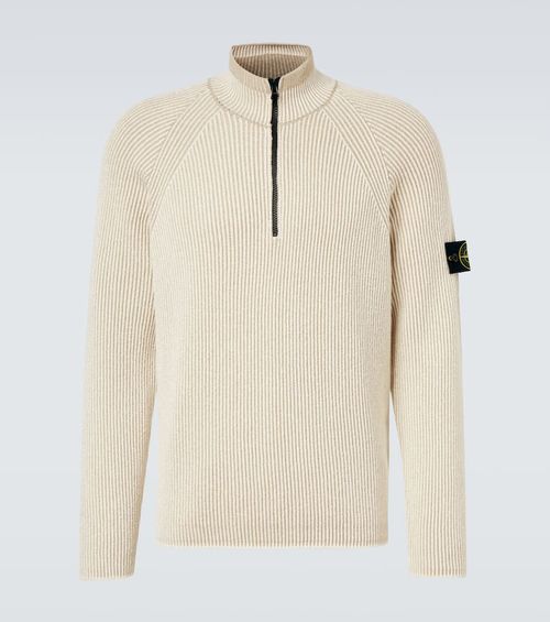 Compass wool and cotton-blend sweater