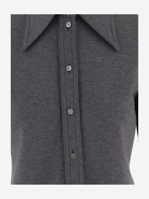 Wool-Blend with Wide Collar Shirt — Gray