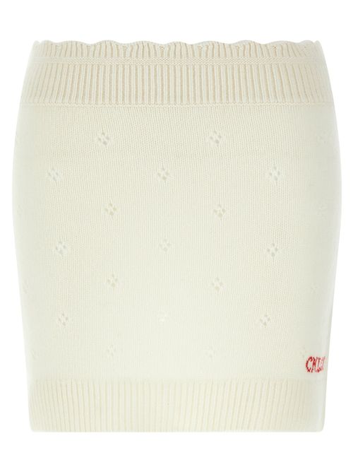 Wool and Cashmere Openwork Skirt — White