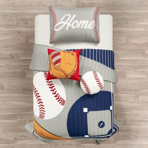 Baseball Game Reversible Oversized Kids Quilt Set