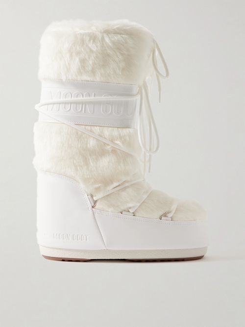 Icon Faux Fur And Faux Leather Snow Boots - White