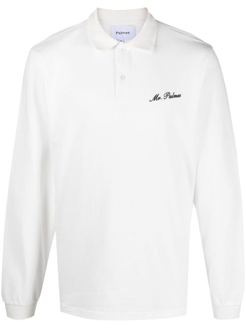 Mister LS logo-embroidered polo shirt - White