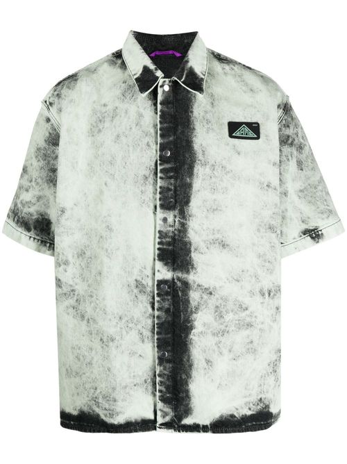 Bleach-effect short-sleeve shirt - Green