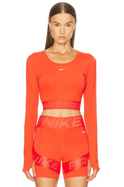 Nike Dri-FIT Cropped Long Sleeve Top in Red