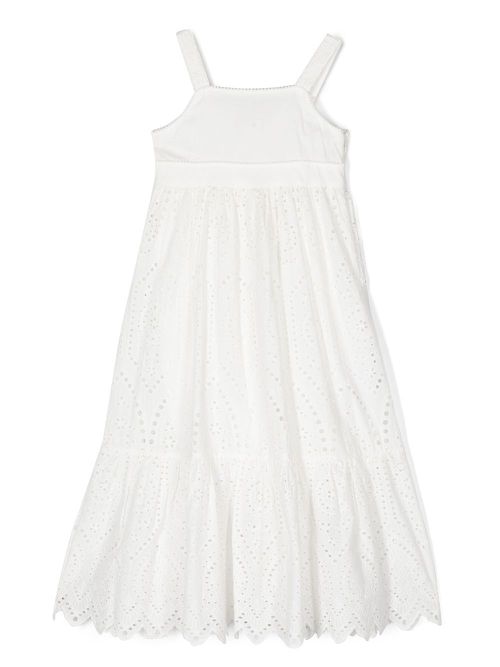 English embroidery-detail cotton dress - White