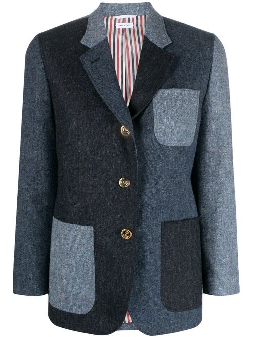 Patchwork Donegal tweed blazer - Blue