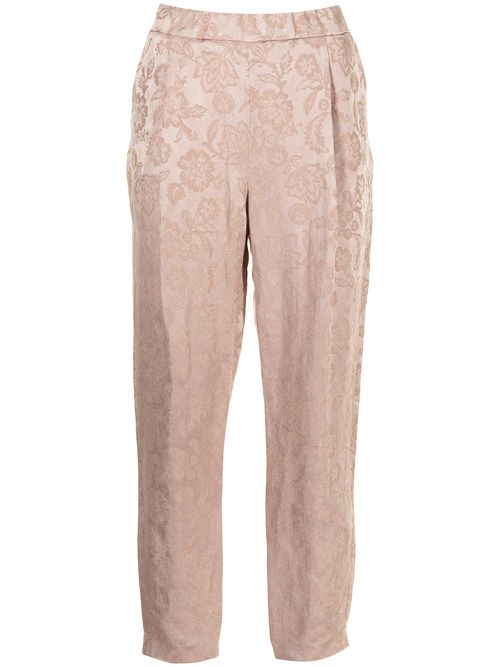 High-rise cropped jacquard trousers - Neutrals