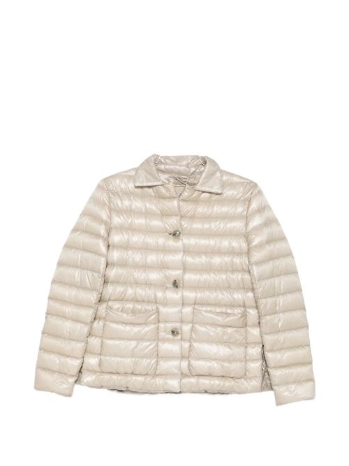 Quilted Down Down Jacket — Beige