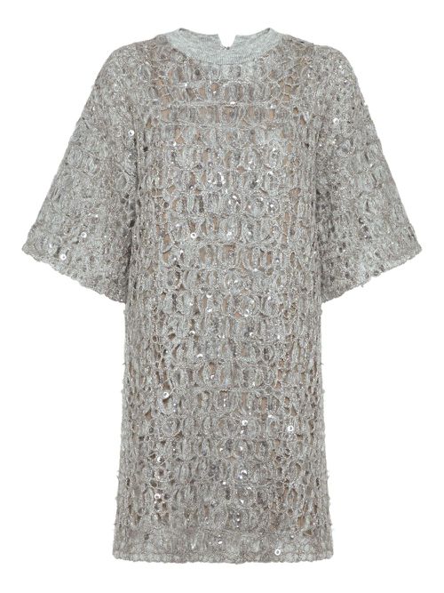Sequinned embroidered mini dress - Grey