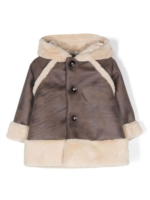 Fleece-lining classic-hood jacket - Brown