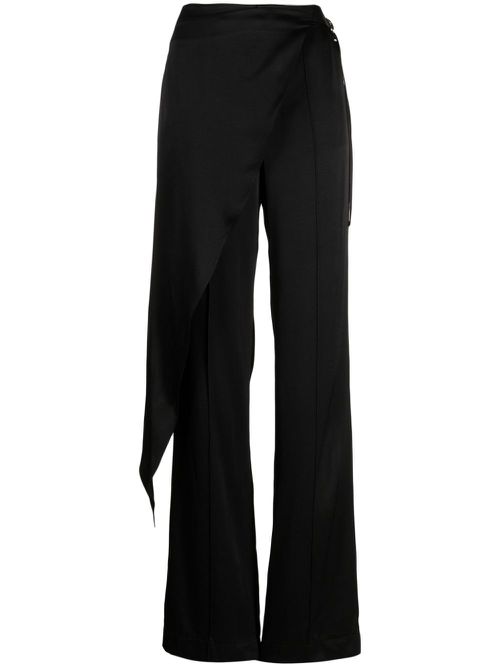 Scarf-detail pressed-crease trousers - Black