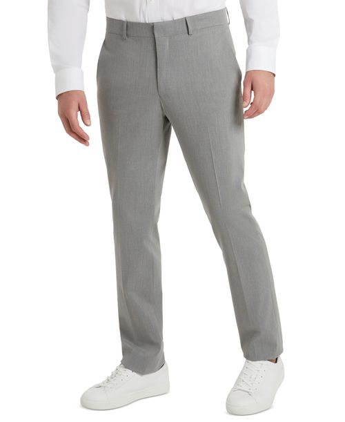Men's Techni-Cole Suit Separate Slim-Fit Pants - Light Grey