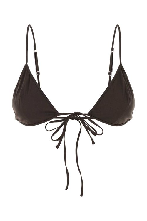 Stretch Poplin Triangle Bikini Top — Brown