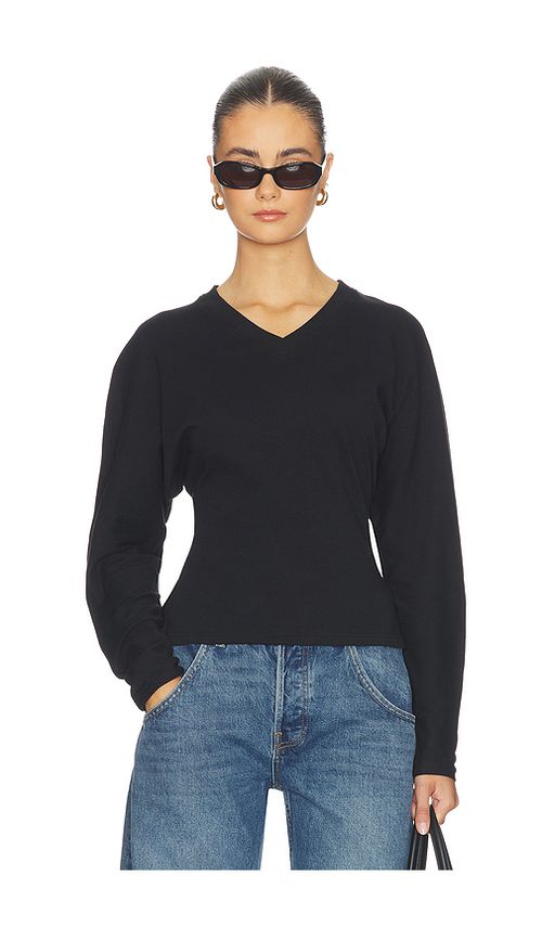 EB Denim Acacia V Neck Long Sleeve Top in Black. XS. Also in