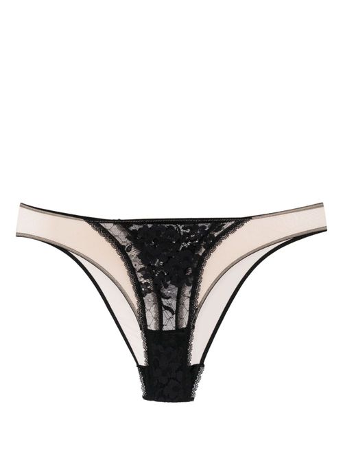 Semi-sheer laced briefs - Black