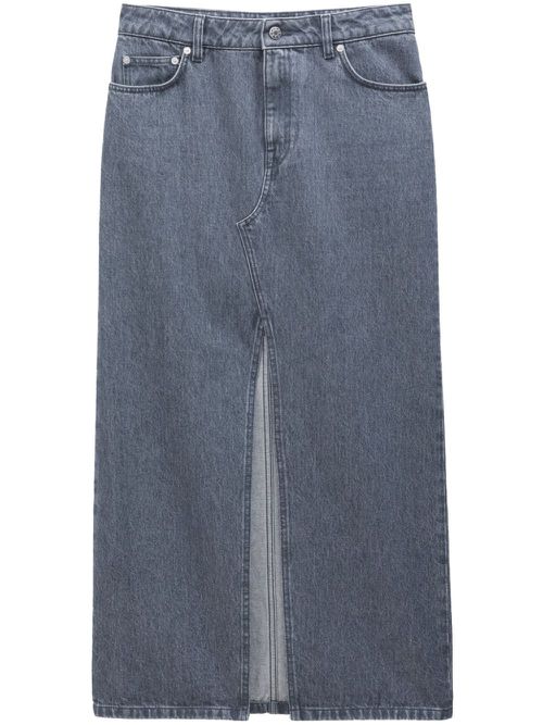 Front-slit organic cotton maxi skirt - Grey