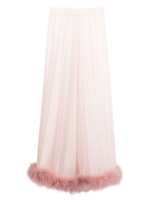 Feather-trim pyjama trousers - Pink