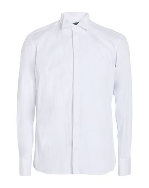 Man Shirt White Size L Cotton, Elastane