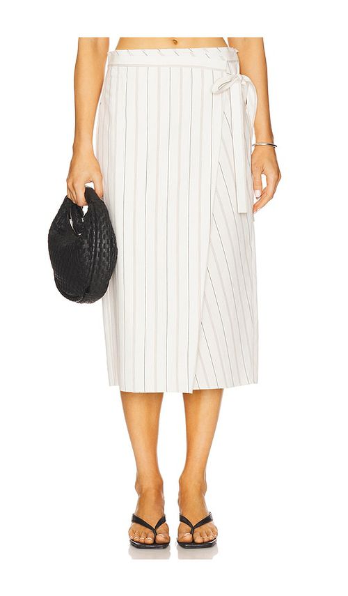Vince Seedling Stripe Wrap Skirt in White.  6. Also in 0, 00, 10, 12, 14, 2