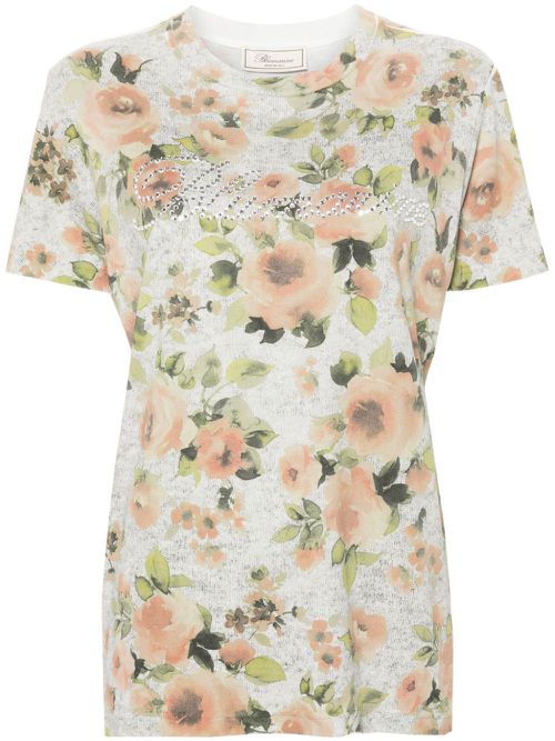 Rose-print jersey T-shirt - Grey