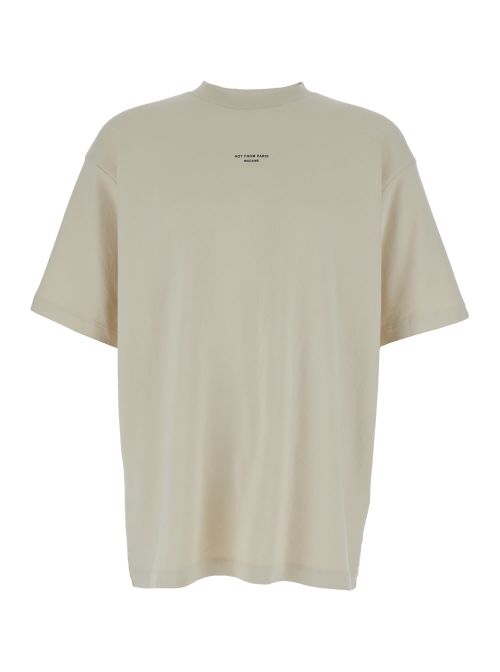 Slogan Classique Beige Classic T-shirt With Logo Print In Cotton Blend Man