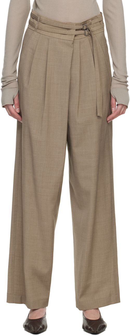 Brown Overwrap Wide Trousers