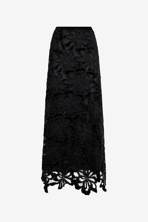 Long Floral Lace Skirt