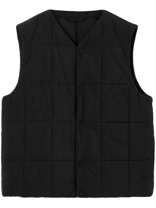 Press-stud fastening quilted gilet - Black