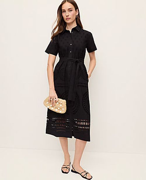Ann Taylor Midi Eyelet Shirtdress