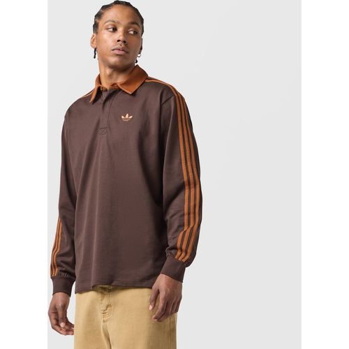 Adidas Originals 3-Stripes Rugby Long Sleeve Polo Shirt - Brown
