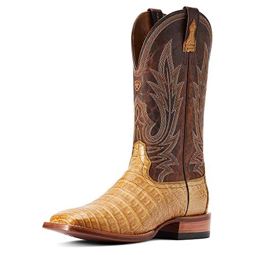 ARIAT BMVY9 Mens Gunslinger Western Boot Honeycomb Caiman Belly/Dark Brown