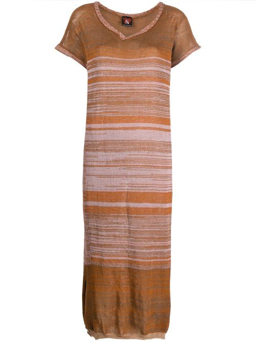 Marl-knit shift dress - Brown
