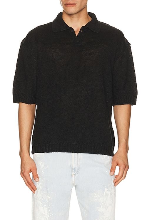 Maison Margiela Short Sleeve Polo Shirt in Black - Black. L also in